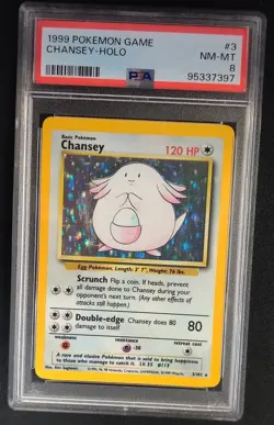 PSA 8 Chansey 3/102 Holo Rare Unlimited Edition Base Set Pokemon Graded Card - Image 1