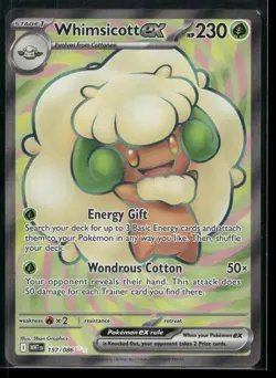 Whimsicott ex 157/086 Holo Ultra Rare White Flare Pokemon Near Mint - Image 1