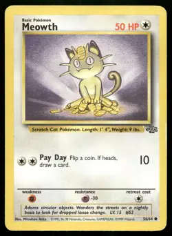 Meowth 56/64 Common Jungle Pokemon Unlimited Lightly Played - Image 1