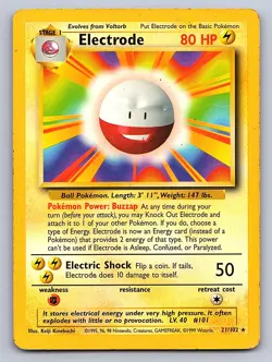Electrode 21/102 Rare Base Set Unlimited Pokemon Heavily Played - Image 1