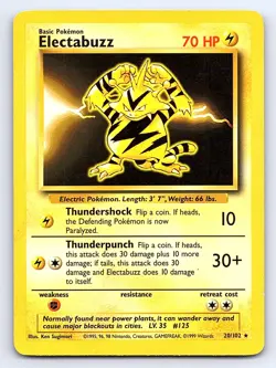 Electabuzz 20/102 Rare Base Set Unlimited Pokemon Heavily Played - Image 1