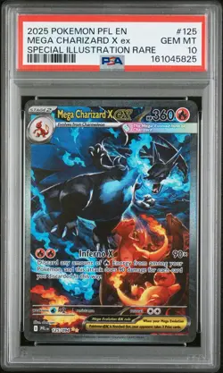 2025 POKEMON PFL EN-PHANTASMAL FLAMES #125 MEGA CHARIZARD X EX PSA 10 - Image 1