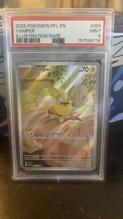 Yamper 099/094 PFL Illustration Rare Holo Phantasmal Flames Pokemon TCG PSA 9 🔥 - Image 1