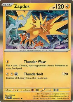 Zapdos 065/167 Holo Rare Scarlet & Violet: Twilight Masquerade Pokemon TCG MINT - Image 1