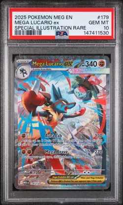 2025 POKEMON MEG EN-MEGA EVOLUTION #179 MEGA LUCARIO EX PSA 10 - Image 1