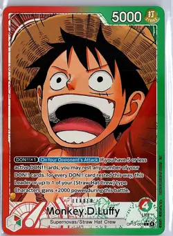 One Piece Monkey D Luffy (Alt Art Leader) OP13-001 Carrying On His Will MINT - Image 1