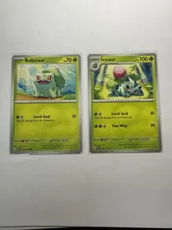 Pokemon TCG 151 Bulbasaur Ivysaur Card Bundle 001/165 & 002/165 - Image 1