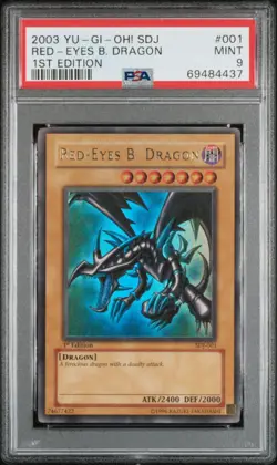 Yu-Gi-Oh 2003 Red-Eyes B. Dragon SDJ-001 Ultra Rare 1st Edition Mint PSA 9 #001 - Image 1