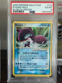 2005 POKEMON EX DELTA SPECIES GOLD STAR KYOGRE #112 HOLO PSA 6 - Image 1