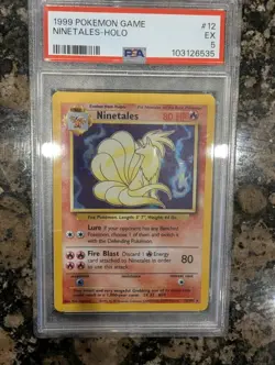 1999 POKEMON BASE SET UNLIMITED #12 NINETALES-HOLO PSA 5 - Image 1