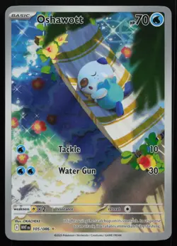 Oshawott 105/086 White Flare WHT Illustration Rare Holo Pokemon LP - Image 1