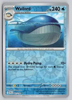 WAILORD 041/159 RARE JOURNEY TOGETHER POKEMON REVERSE HOLO NM - Image 1