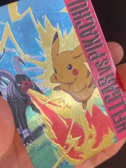 JAPANESE POKEMON HOUNDOOM VS PIKACHU 01 HOLO EMBOSSED MEIJI - EXC/NM - Image 2