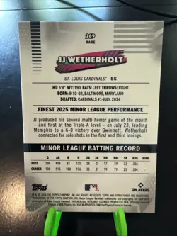 2026 Topps Finest RARE JJ Wetherholt #269 RC Serial Numbered 73/75 Cardinals - Image 3