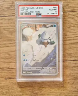 Pokemon TCG Snover 140/132 Mega Evolution 2025 PSA 10 Mint Graded Card Rare Holo - Image 1