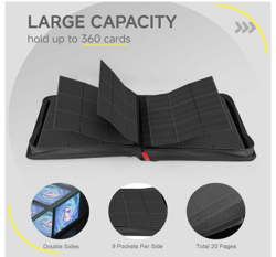9 Pocket Trading Card Zip Binder, 360 Cards, Premium Exo-Tec Album Mater - Image 2
