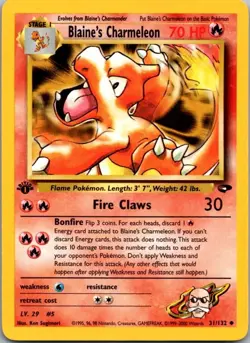 Blaine's Charmeleon 31/132 Uncommon Gym Challenge Pokemon 1st Edition Near Mint - Image 1