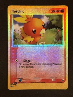 Torchic 74/109 EX Ruby & Sapphire Pokemon Card Reverse Holo Foil Rare - Image 1