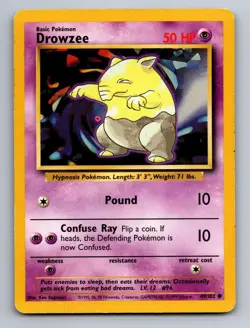 Drowzee 49/102 Common Base Set Unlimited Pokemon Damaged - Image 1