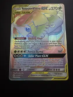 Pokemon Venusaur & Snivy GX TAG TEAM Full Art Rainbow Rare 249/236 Holo 270 HP - Image 2