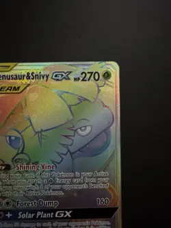 Pokemon Venusaur & Snivy GX TAG TEAM Full Art Rainbow Rare 249/236 Holo 270 HP - Image 4