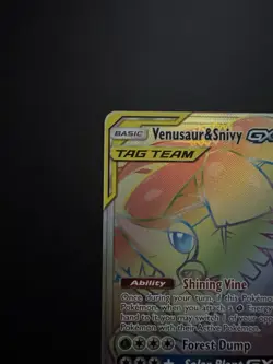 Pokemon Venusaur & Snivy GX TAG TEAM Full Art Rainbow Rare 249/236 Holo 270 HP - Image 5