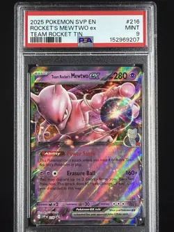 2025 POKEMON SVP EN-SV BLACK STAR PROMO #216 TEAM ROCKET'S MEWTWO EX PSA 9 - Image 1