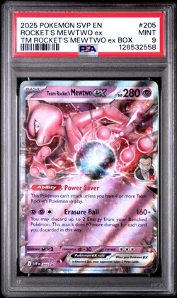 Team Rocket's Mewtwo EX 205/82 Box Svp En-sv Black Star Promo Pokemon PSA 9 - Image 1