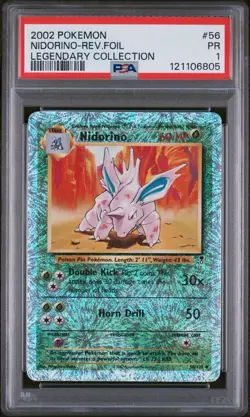 2002 Pokemon TCG Legendary Collection Nidorino 56/110 Reverse Holo PSA 1 - Image 1