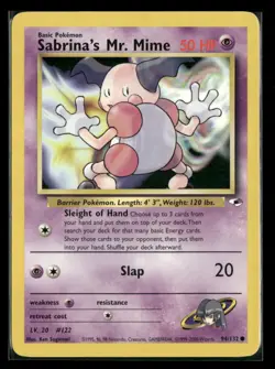 Sabrina's Mr. Mime 94/132 Common Gym Heroes Pokemon Unlimited Lightly Played - Image 1
