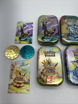 Pokemon Prismatic Evolutions Mini Tins Opened No Packs Set Of 4 Empty Tins - Image 2