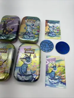 Pokemon Prismatic Evolutions Mini Tins Opened No Packs Set Of 4 Empty Tins - Image 3