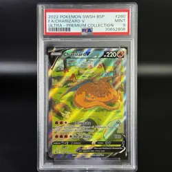 2022 POKEMON SWSH BLACK STAR PROMO #260 FA/CHARIZARD V ULTRA-PREMIUM PSA 9 - Image 1