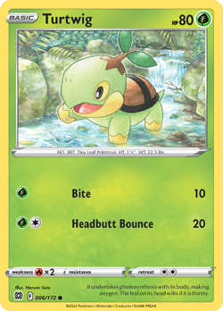 TURTWIG 006/172 BRILLIANT STARS REVERSE HOLO COMMON NM - Image 1