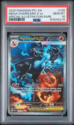 2025 POKEMON PFL EN-PHANTASMAL FLAMES #125 MEGA CHARIZARD X EX PSA 10 - Image 1