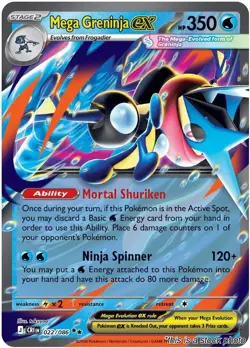 Mega Greninja ex Double Rare Holofoil NM [ME04: Chaos Rising - 022/086] - Image 1