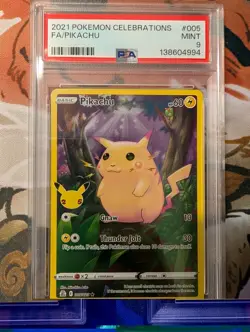 2021 Pokemon Celebrations Pikachu #005 Full Art PSA 9 - Image 1