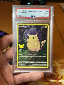 2021 POKEMON CELEBRATIONS #005 PIKACHU FULL ART PSA 9 MINT - Image 1