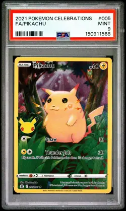 2021 POKEMON CELEBRATIONS #005 FULL ART/PIKACHU PSA 9 - Image 1