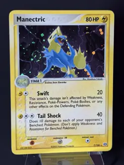 Pokemon TCG 2005 Manectric 7/106 Ex Emerald Rare Holo SWIRL LP - - Image 3