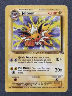 Pokemon Card: Jolteon 20/64 Rare: Jungle English WOTC LP - Image 1