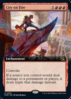 MTG City on Fire - Foil - Extended Art, Light Play, English March of the Machine - Image 1