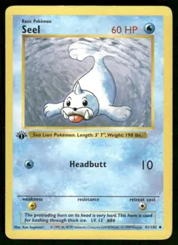 Pokemon Cards Seel 41/102 1st Edition Base Set Shadowless Uncommon MP *2 - Image 1
