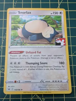 Snorlax 143/196 Rare Prize Pack Series Cards Pokemon NM - Image 1