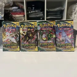Pokemon TCG Evolving Skies Booster Pack Art Set - Sealed Lot of 4 Packs - Image 1