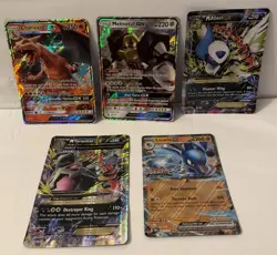 Lot Of 5 Jumbo Holo Pokemon Cards, EX, GX, And Mega (LP-HP) - Image 1