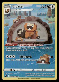 Pokemon Cards Bibarel GG25/GG70 Crown Zenith Galarian Gallery Holo NM - Image 1