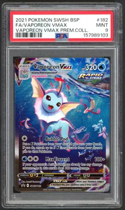 Pokemon Card - PSA 9 Vaporeon Vmax SWSH182 - Vmax Premium Collection - MINT PSA9 - Image 1