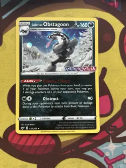 Pokemon Galarian Obstagoon 119/202 - Excellent - Set Stamped - SWSH Sword Shield - Image 1