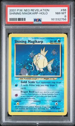 2001 POKEMON NEO REVELATION #66 SHINING MAGIKARP-HOLO PSA 8 - Image 1